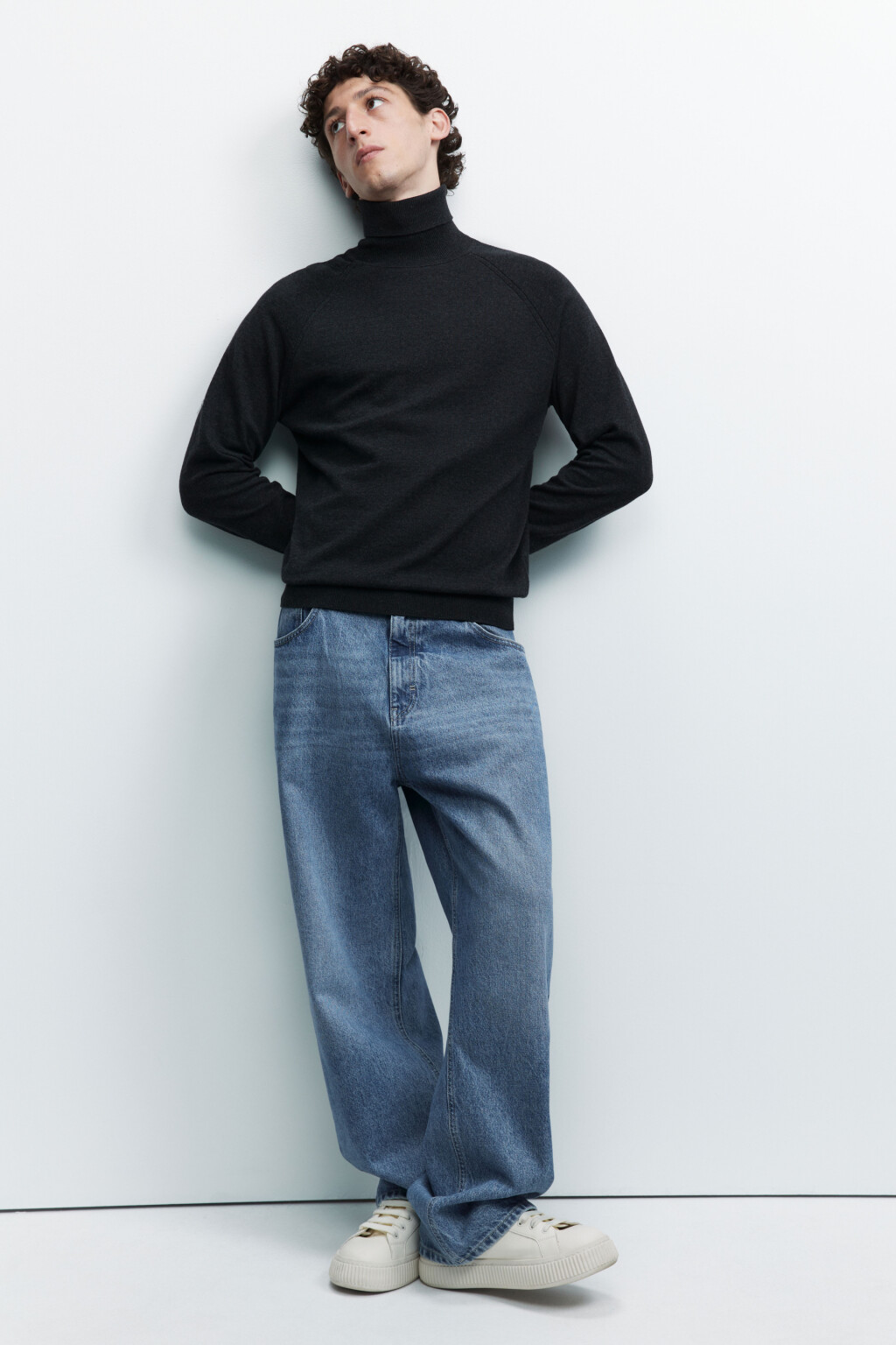 Водолазка вязаная хлопковая с воротником-стойкой - цвет серый - 1