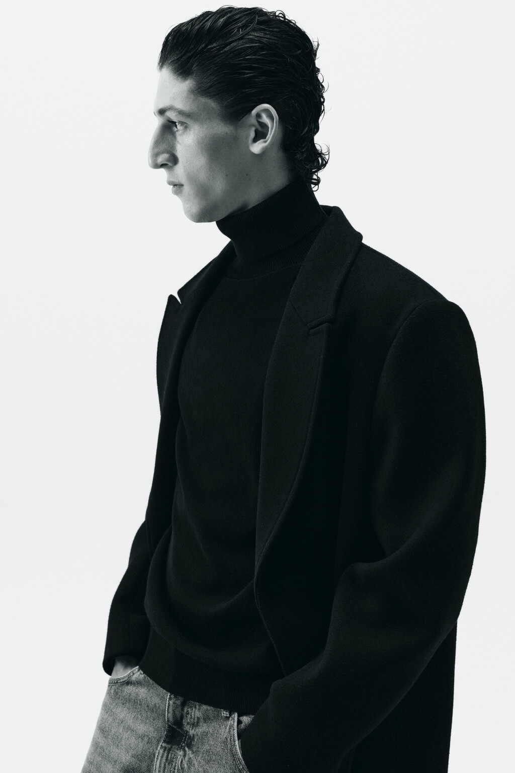 Водолазка вязаная хлопковая с воротником-стойкой - цвет черный - 8