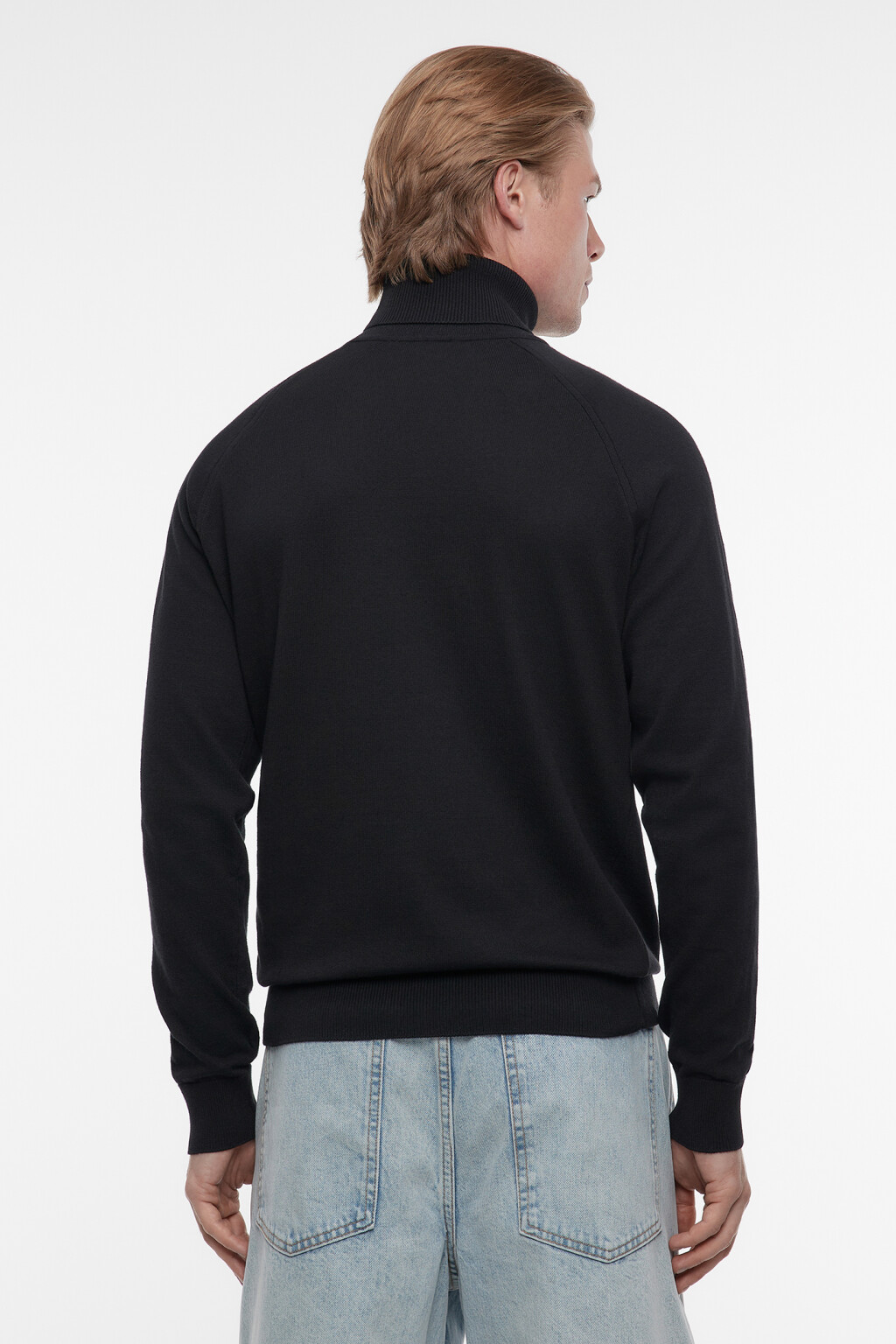 Водолазка вязаная хлопковая с воротником-стойкой - цвет черный - 5