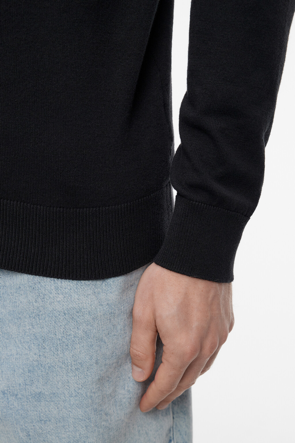 Водолазка вязаная хлопковая с воротником-стойкой - цвет черный - 7