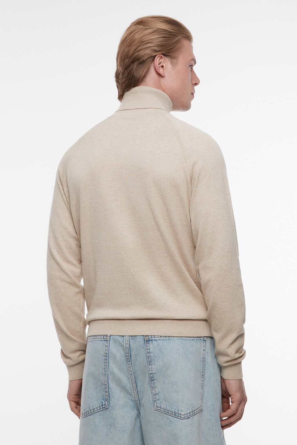 Водолазка вязаная хлопковая с воротником-стойкой - цвет бежевый - 5