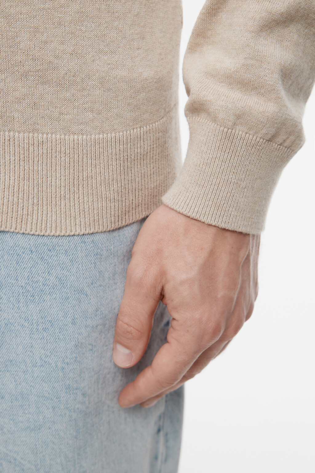 Водолазка вязаная хлопковая с воротником-стойкой - цвет бежевый - 7