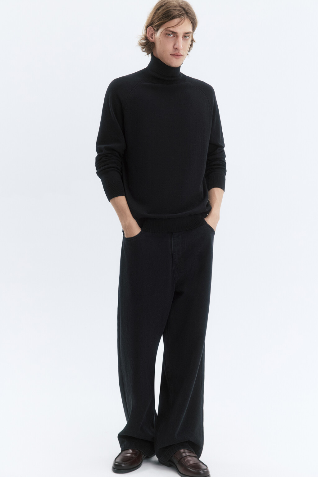 Водолазка вязаная хлопковая с воротником-гольф - цвет черный - 2
