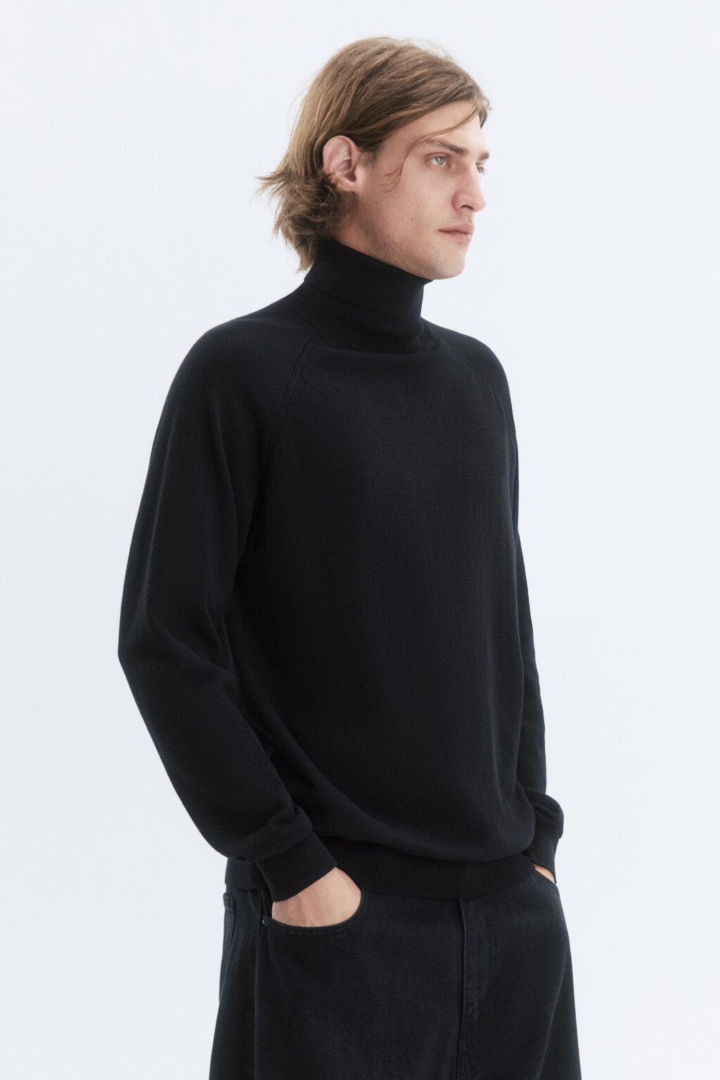 Водолазка вязаная хлопковая с воротником-гольф - цвет черный - 4