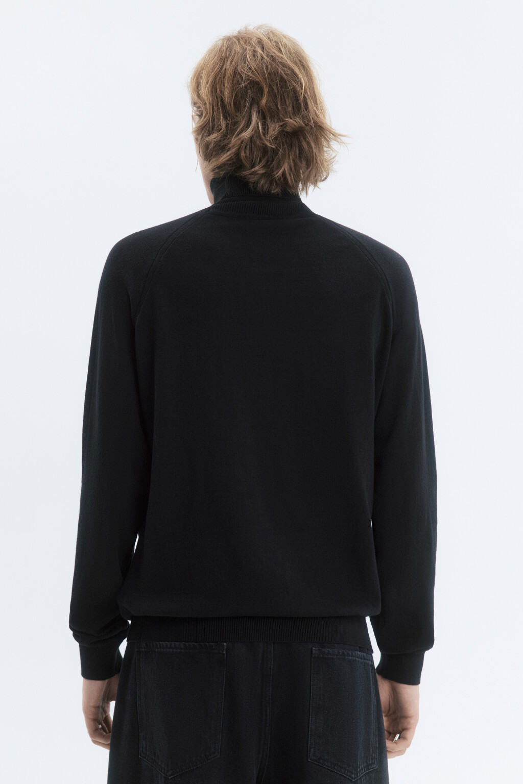 Водолазка вязаная хлопковая с воротником-гольф - цвет черный - 5