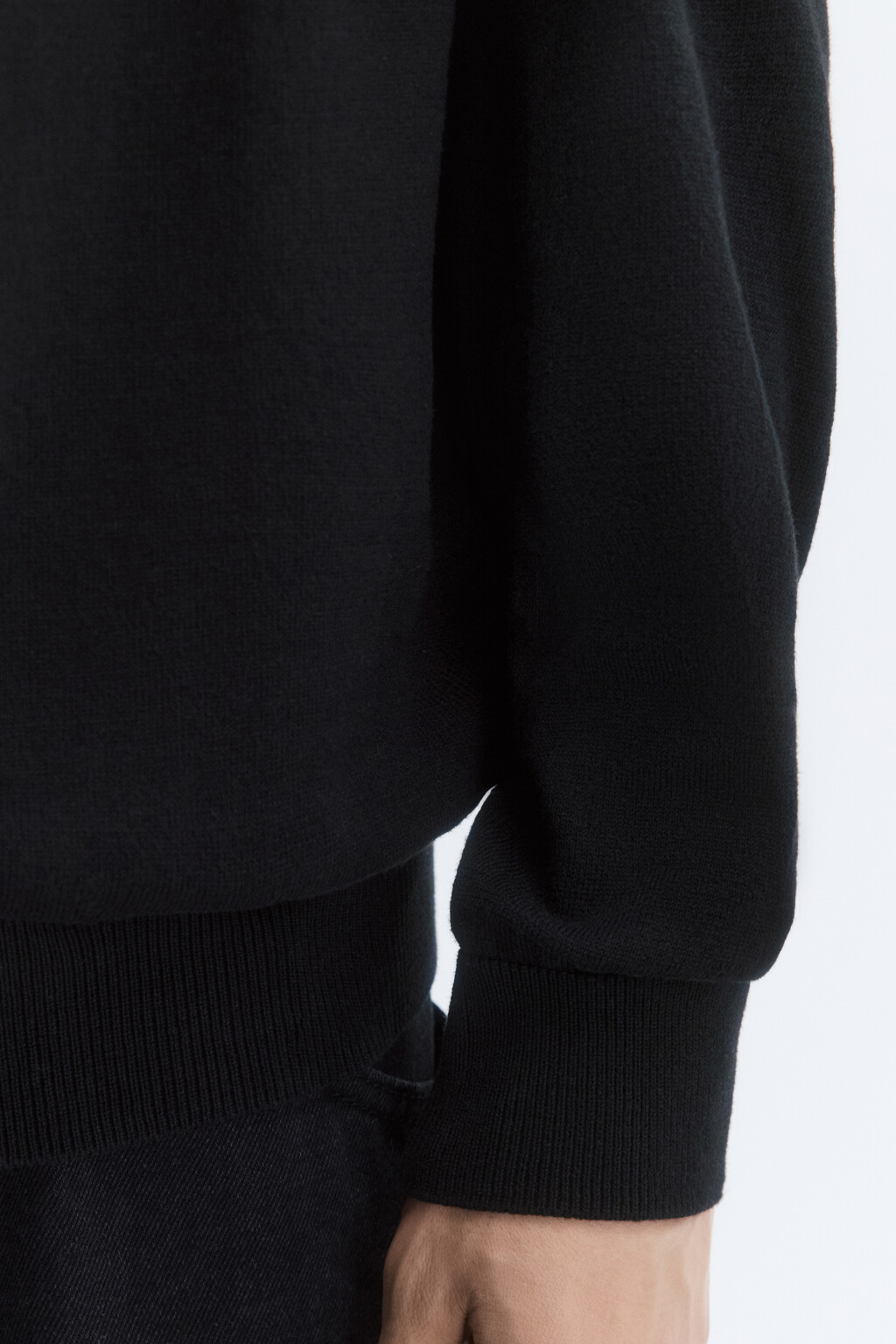 Водолазка вязаная хлопковая с воротником-гольф - цвет черный - 8
