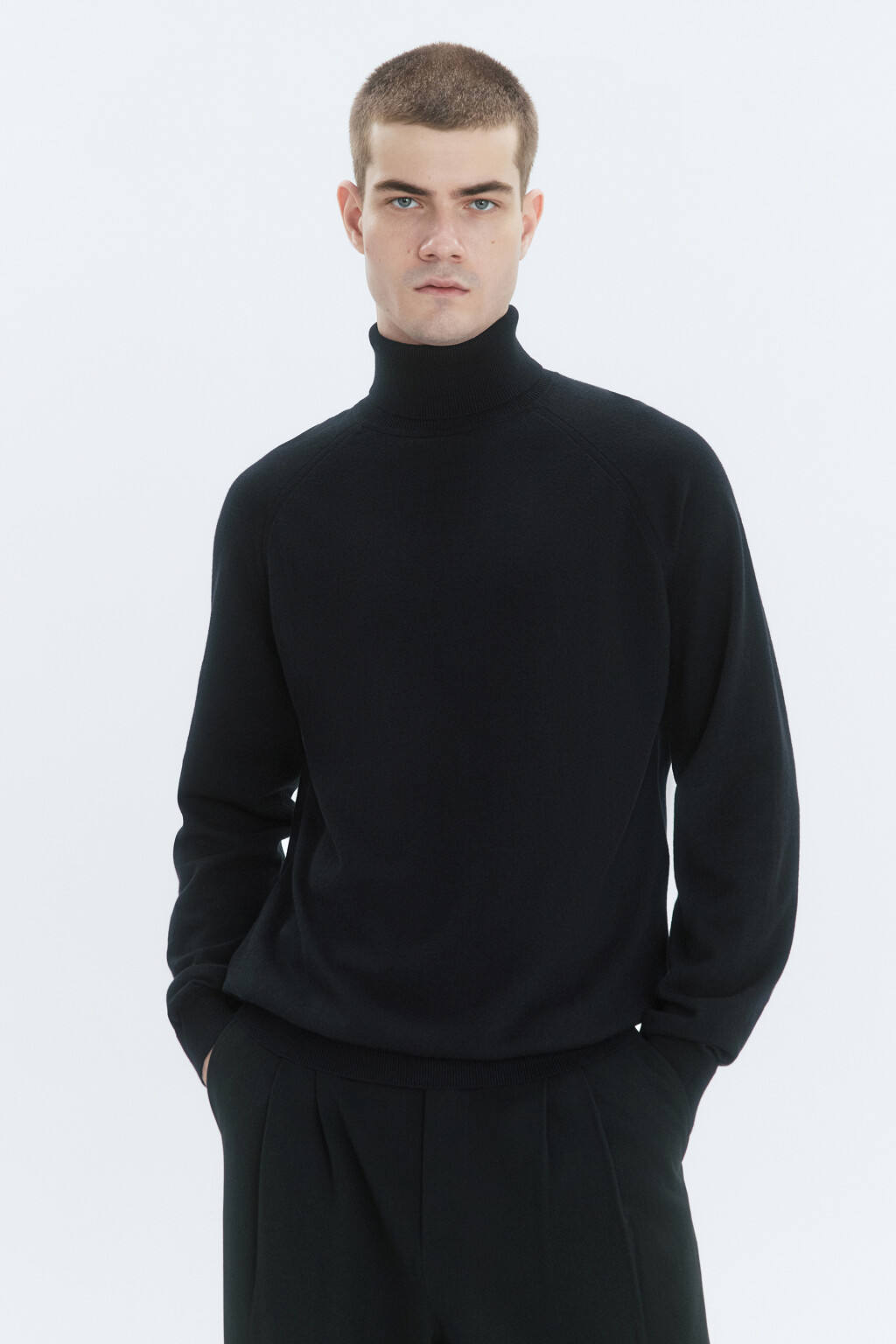 Водолазка базовая хлопковая с воротником - цвет черный - 2