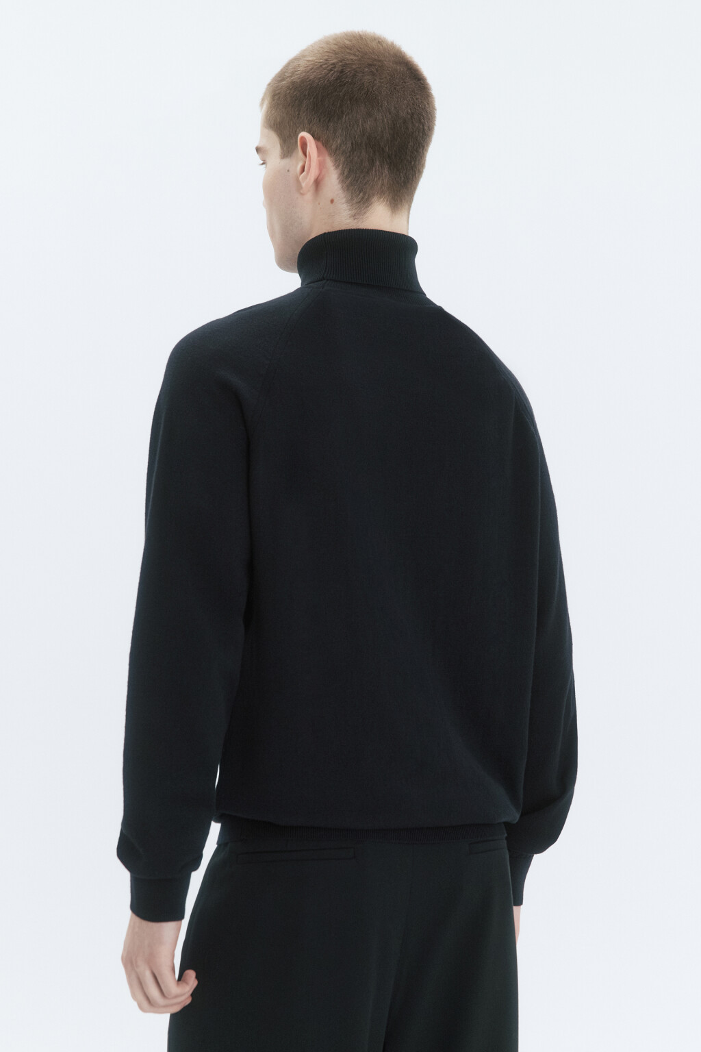 Водолазка базовая хлопковая с воротником - цвет черный - 4