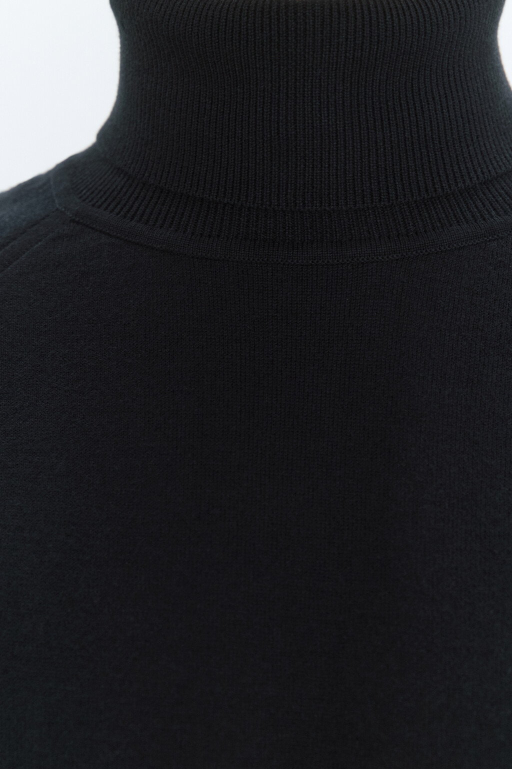 Водолазка базовая хлопковая с воротником - цвет черный - 6