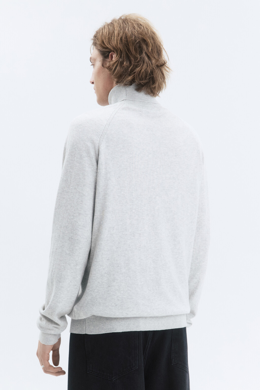 Водолазка вязаная хлопковая с воротником-гольф - цвет серый - 4