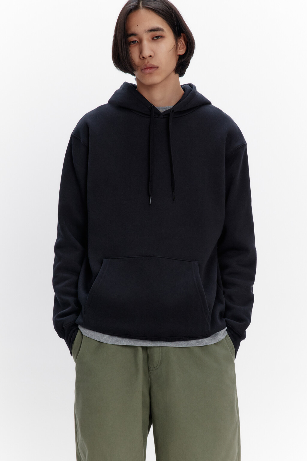 Худи базовая утепленная с капюшоном - цвет черный - 1