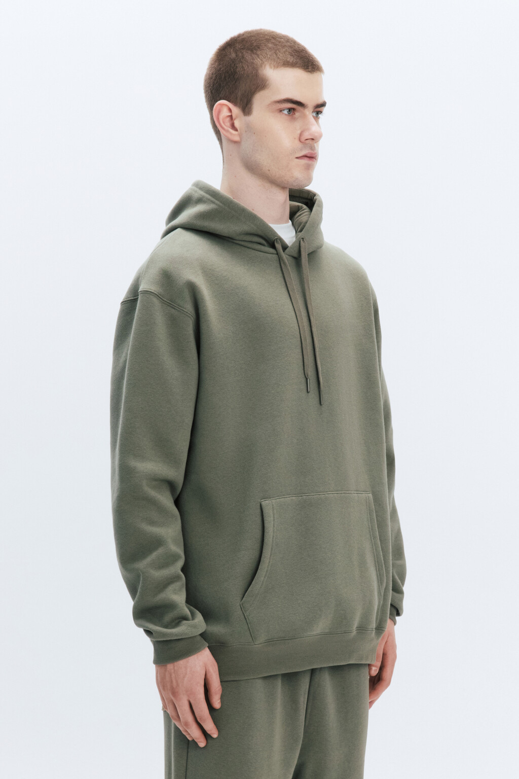 Худи базовая утепленная с капюшоном - цвет зеленый - 3
