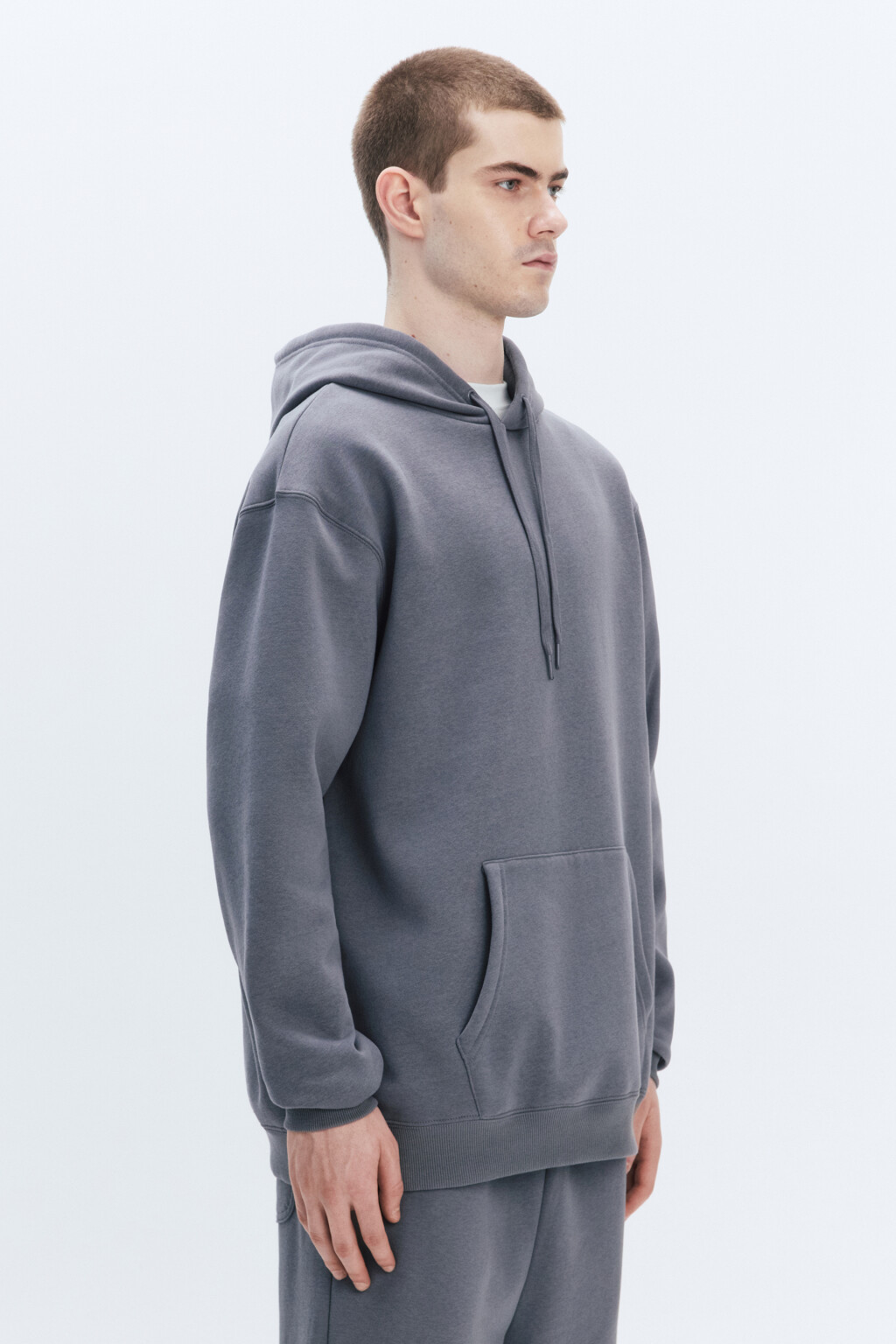 Худи базовая утепленная с капюшоном - цвет серый - 3