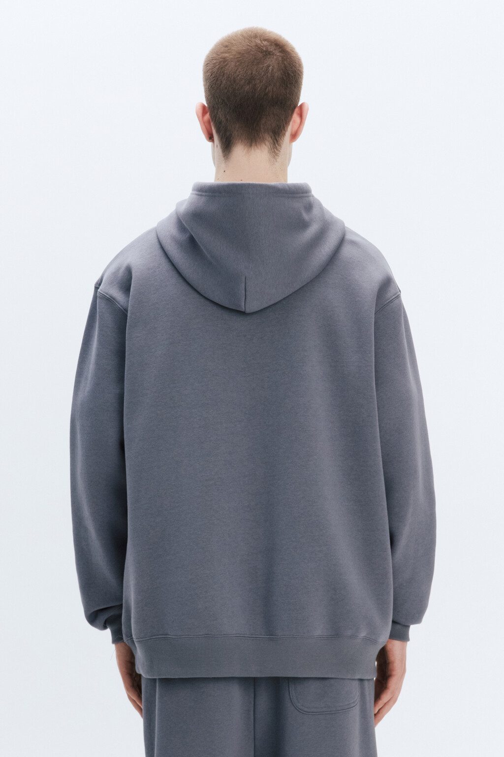Худи базовая утепленная с капюшоном - цвет серый - 4