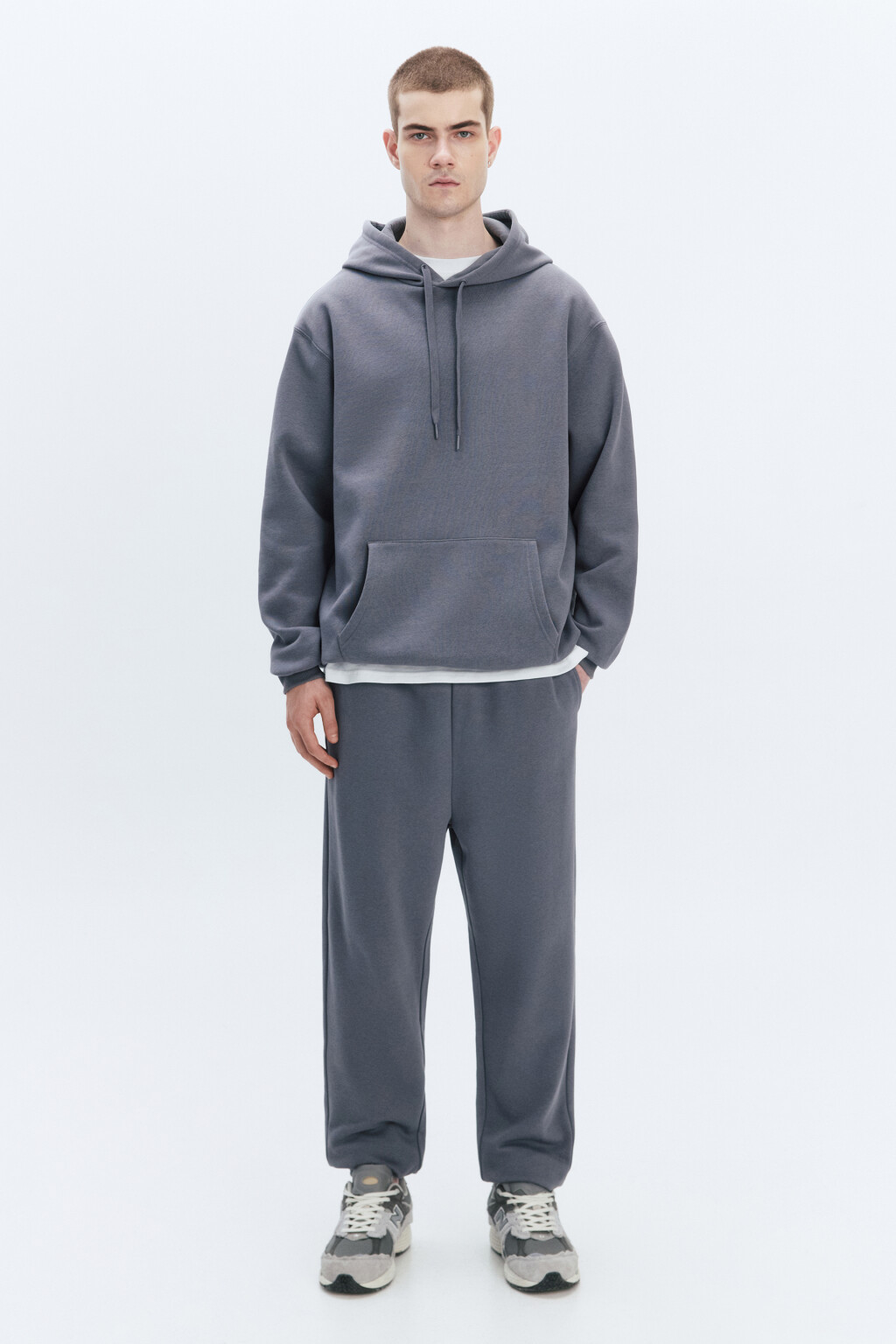 Худи базовая утепленная с капюшоном - цвет серый - 5