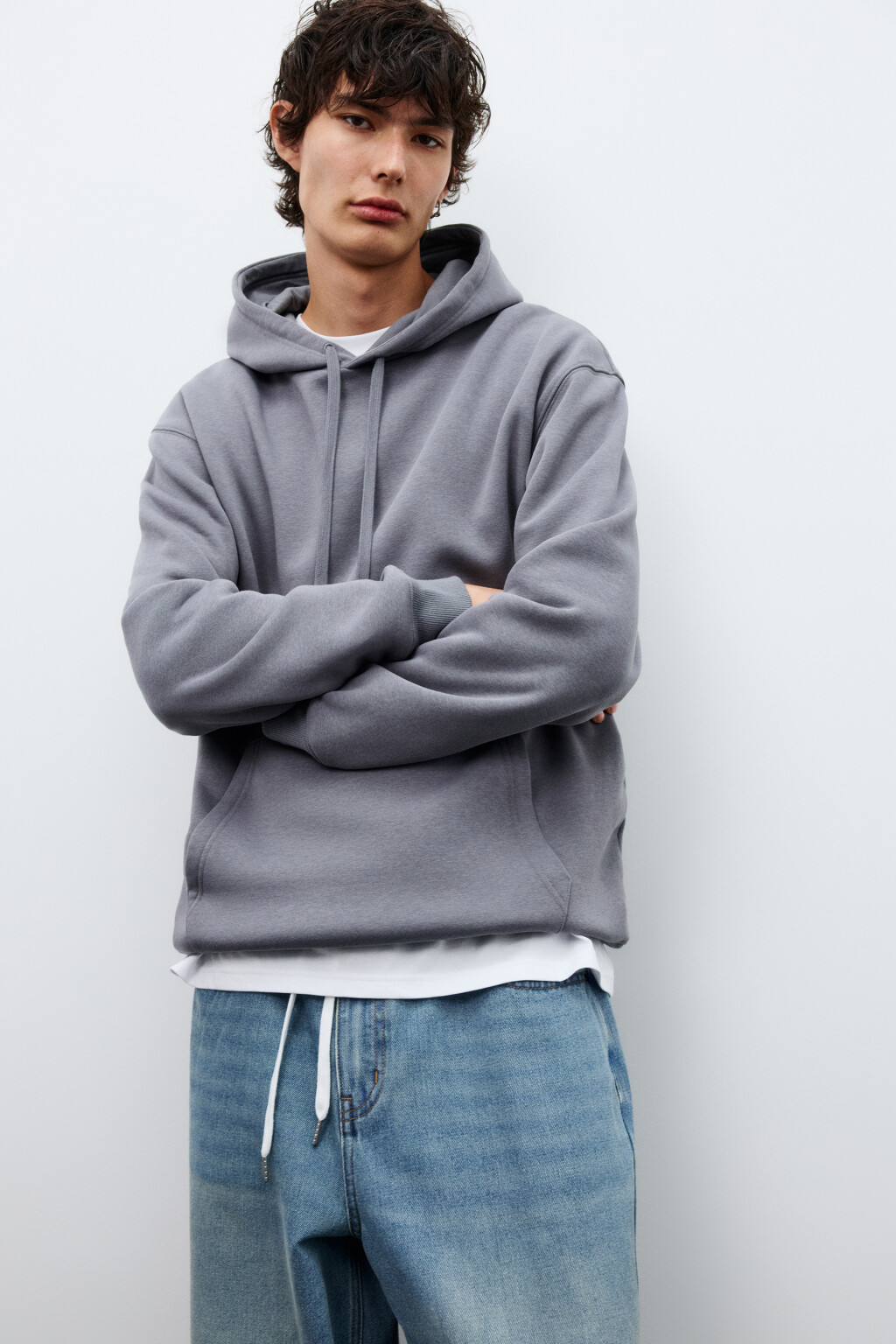 Худи утепленная с капюшоном - цвет серый - 1