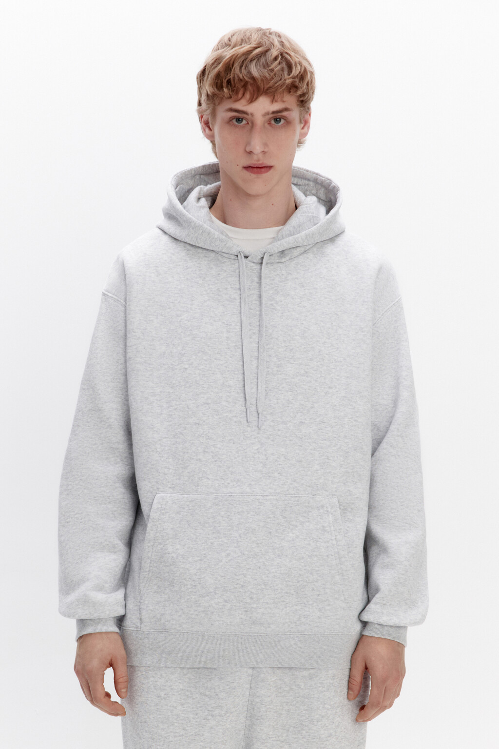 Худи базовая утепленная с капюшоном - цвет серый - 2