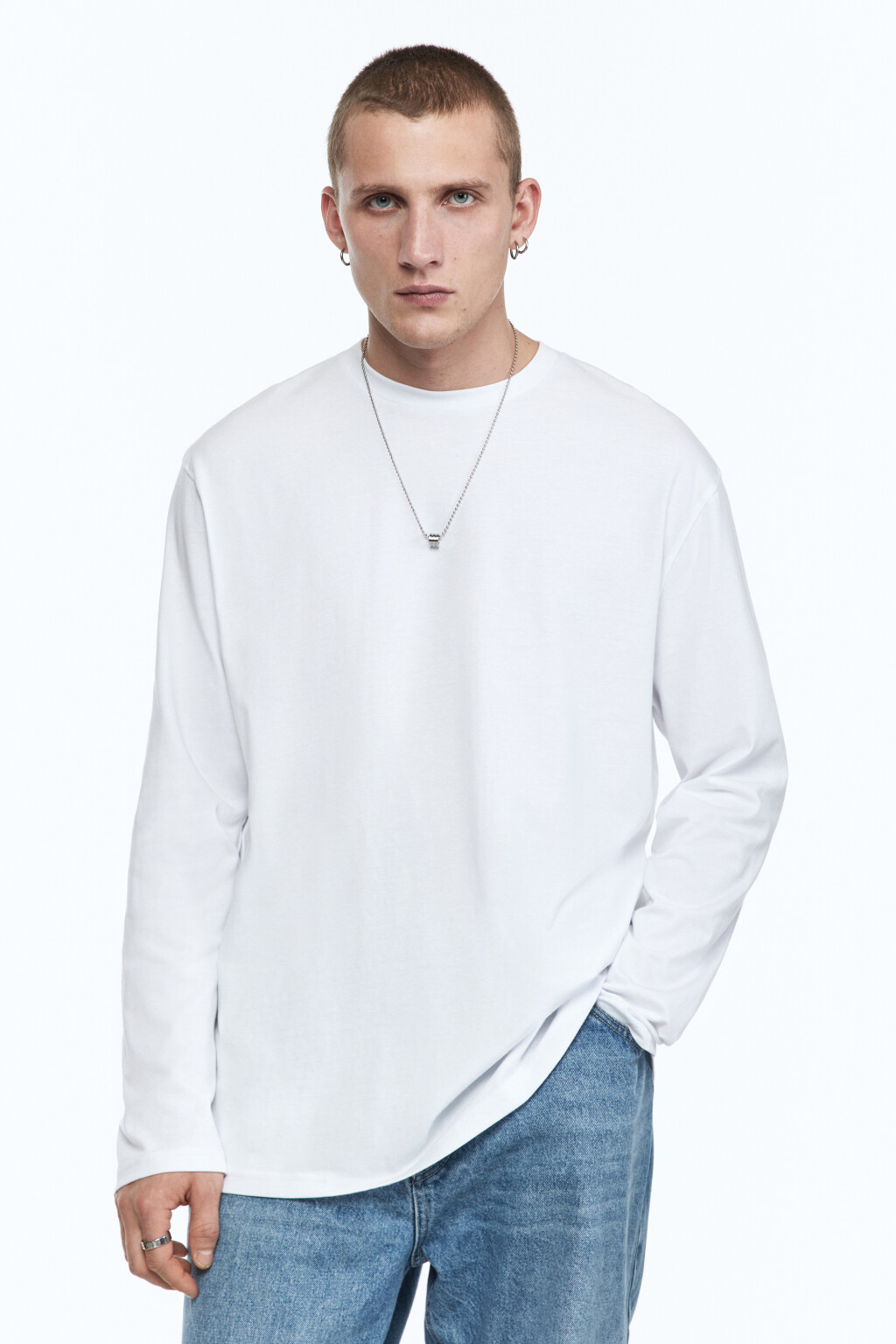 Лонгслив ManBasicLong базовый хлопковый - цвет белый - 2