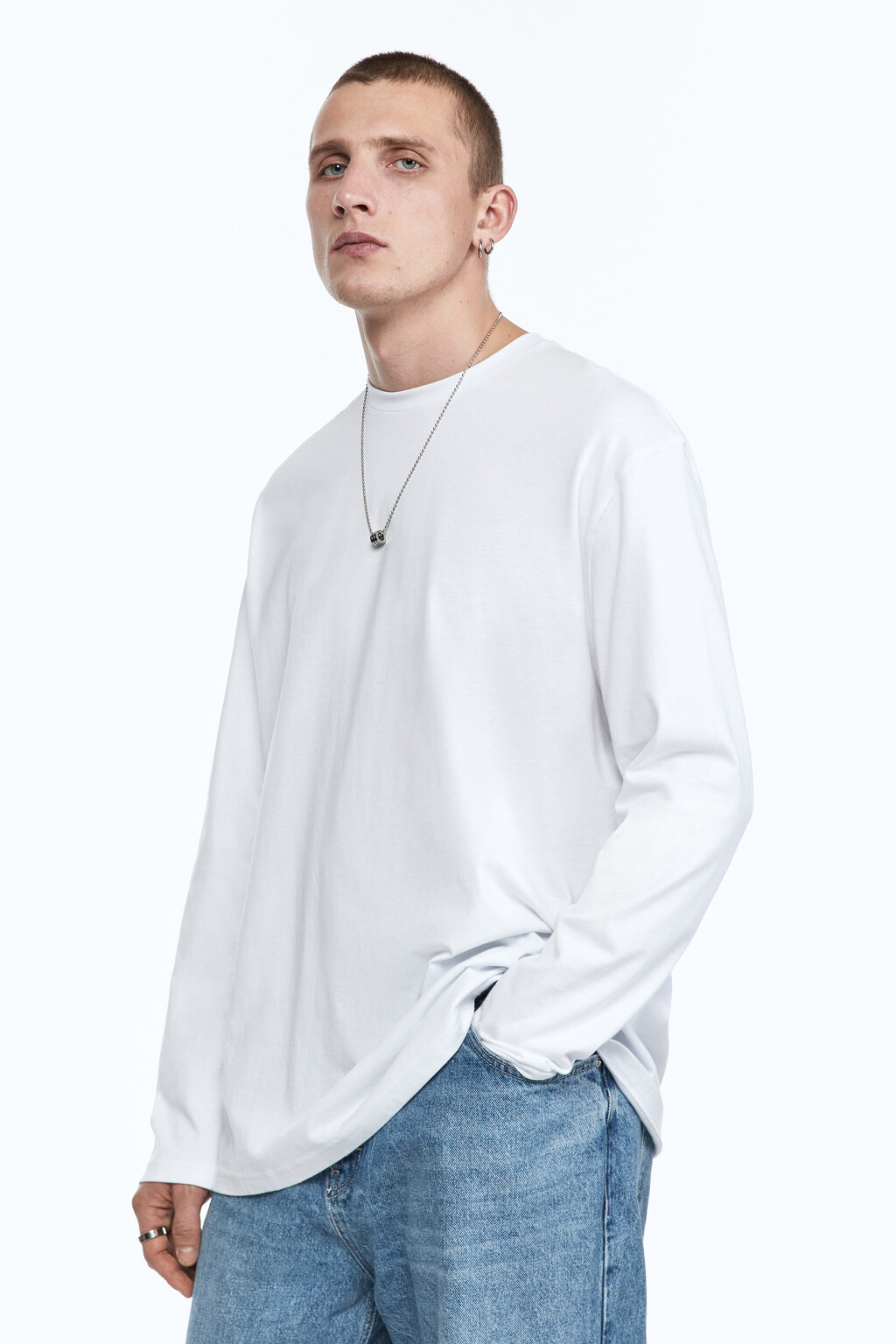 Лонгслив ManBasicLong базовый хлопковый - цвет белый - 3
