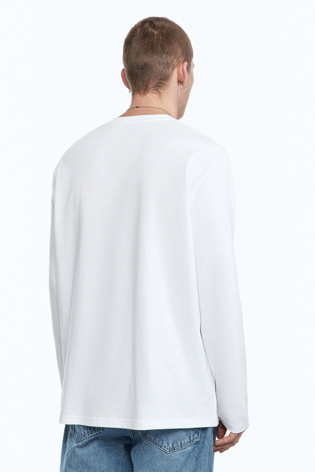 Лонгслив ManBasicLong базовый хлопковый - цвет белый - 4