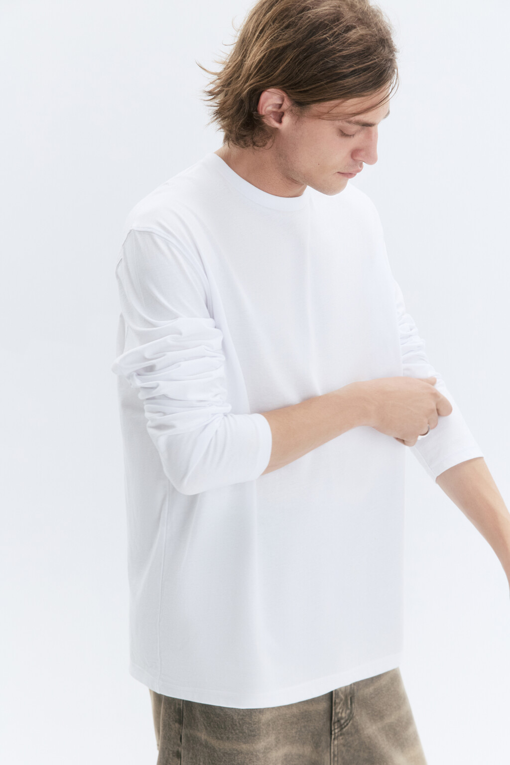 Лонгслив oversize базовый из хлопка - цвет белый - 1