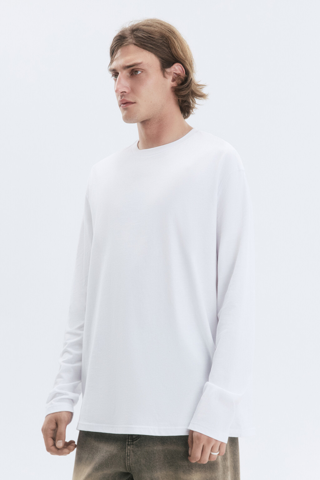 Лонгслив oversize базовый из хлопка - цвет белый - 3