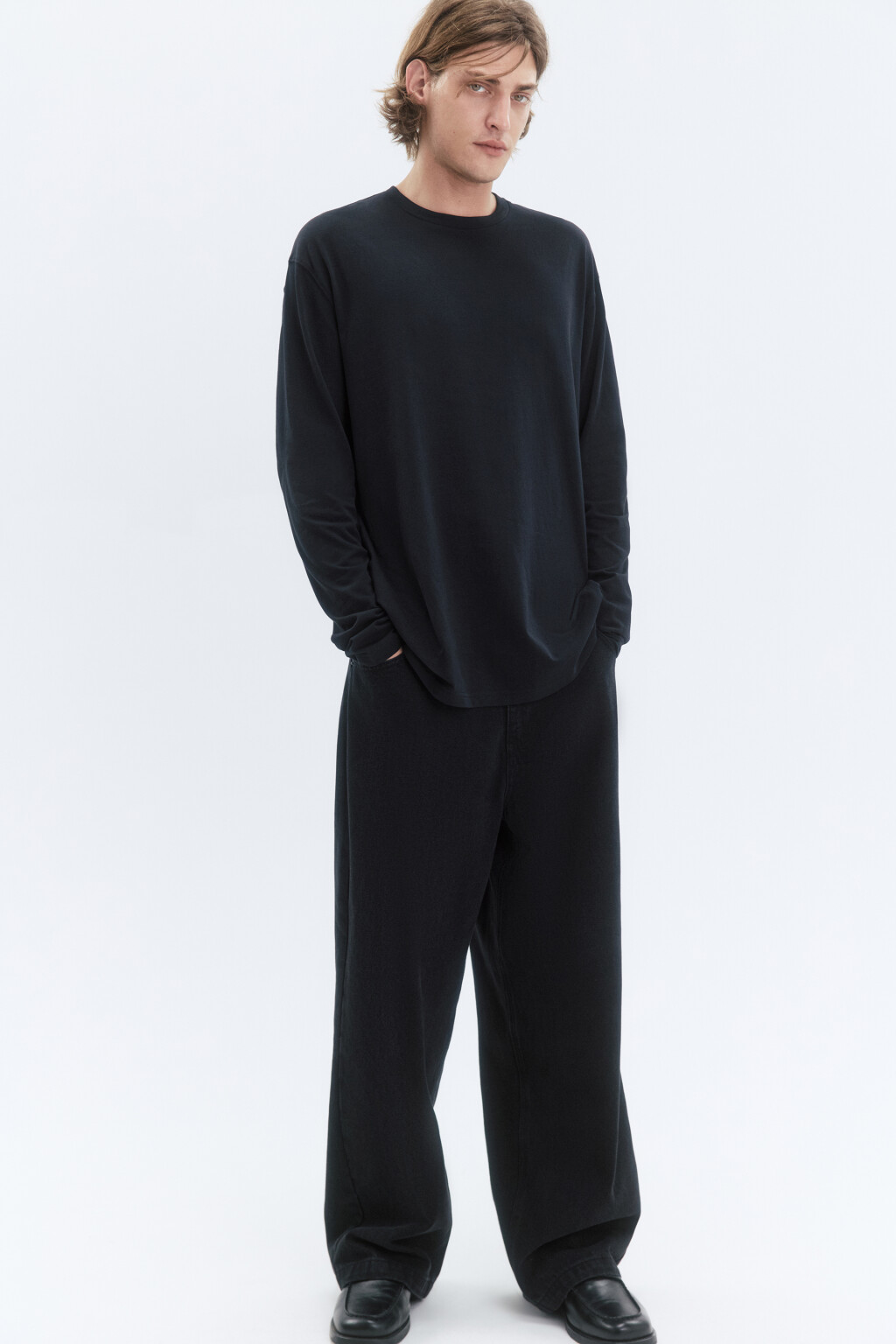 Лонгслив oversize базовый из хлопка - цвет черный - 2