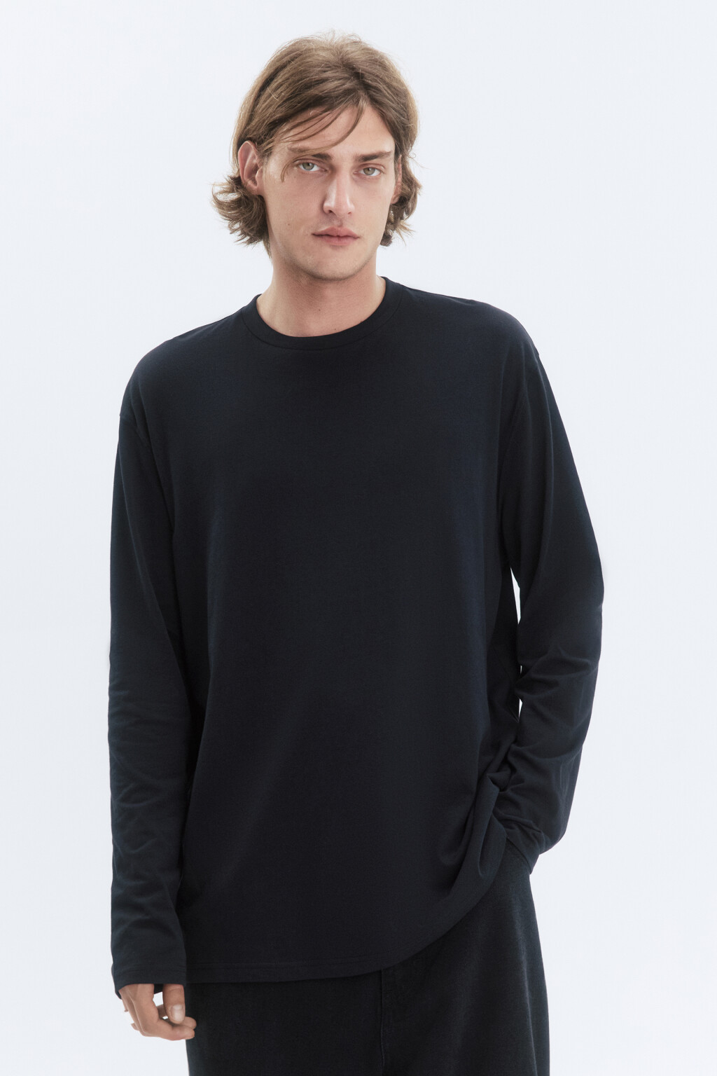 Лонгслив oversize базовый из хлопка - цвет черный - 3