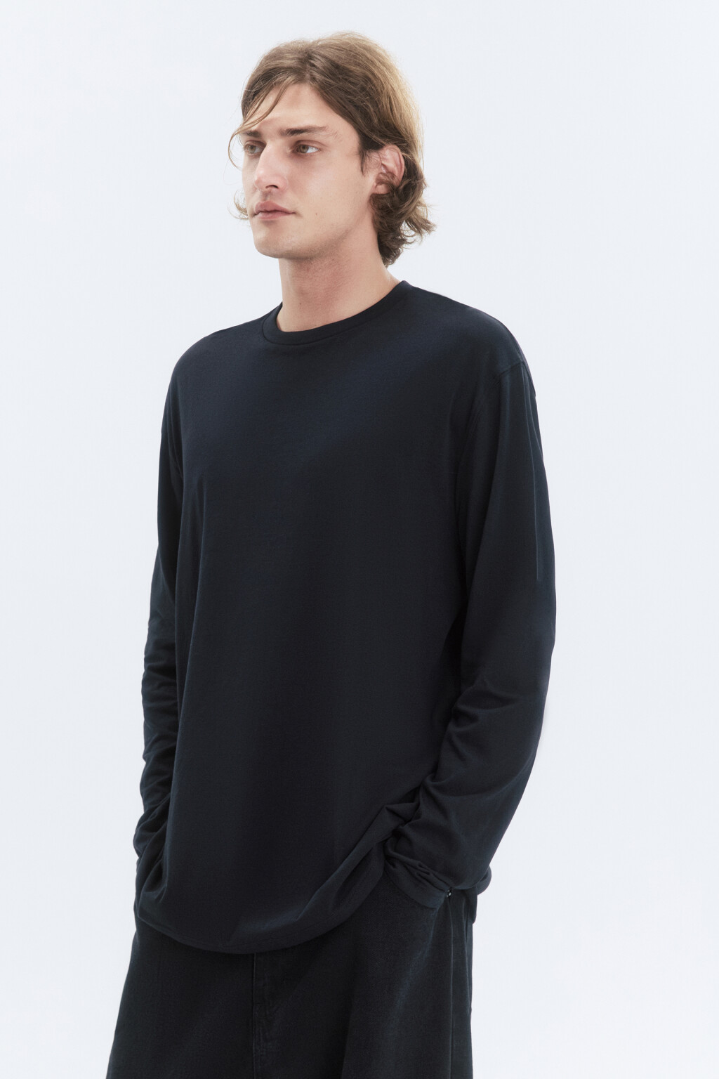 Лонгслив oversize базовый из хлопка - цвет черный - 4