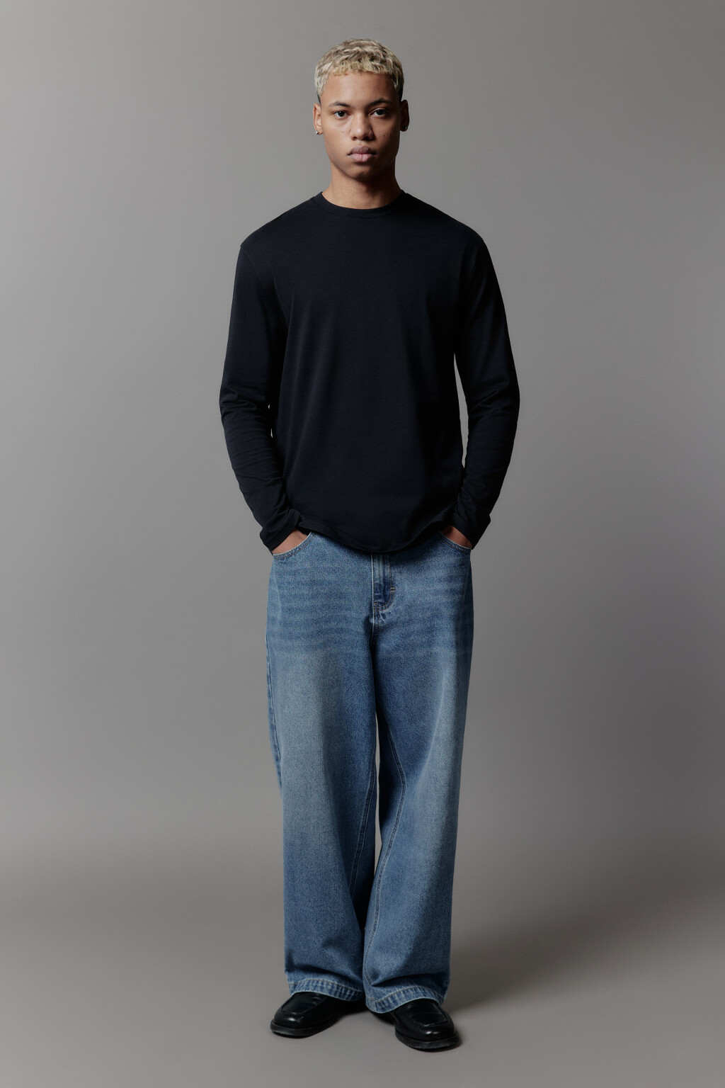 Лонгслив oversize базовый из хлопка - цвет черный - 4