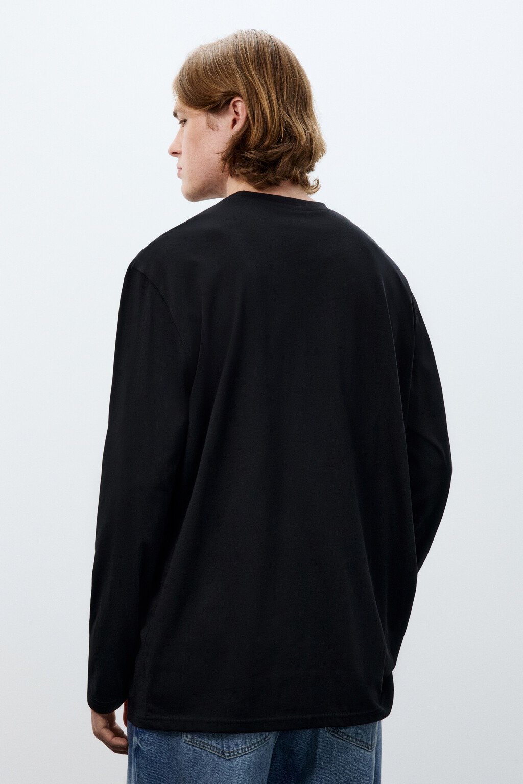 Лонгслив oversize базовый из хлопка - цвет черный - 3