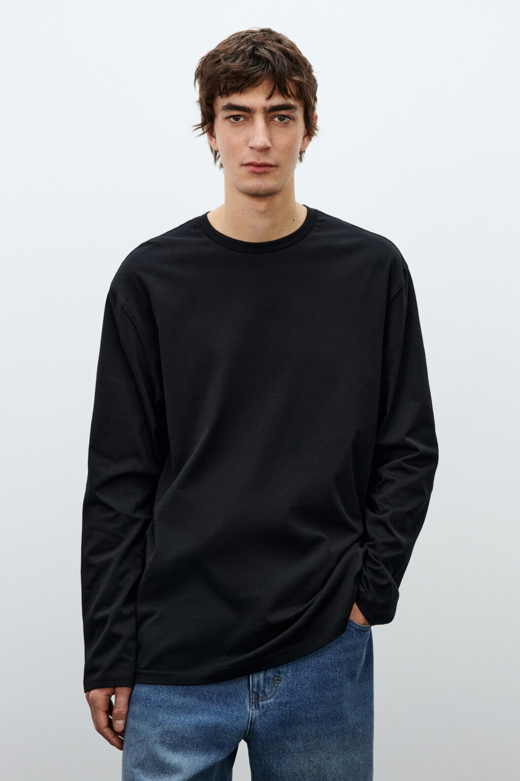 Лонгслив oversize базовый из хлопка - цвет черный - 2