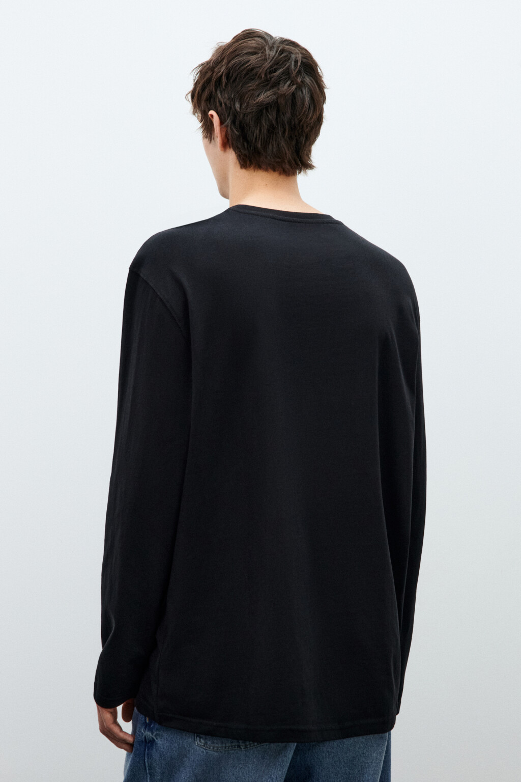 Лонгслив oversize базовый из хлопка - цвет черный - 3
