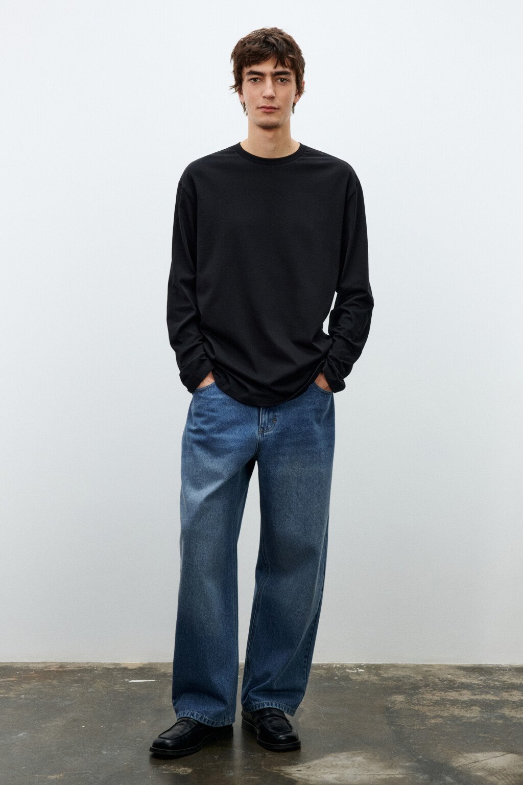 Лонгслив oversize базовый из хлопка - цвет черный - 4