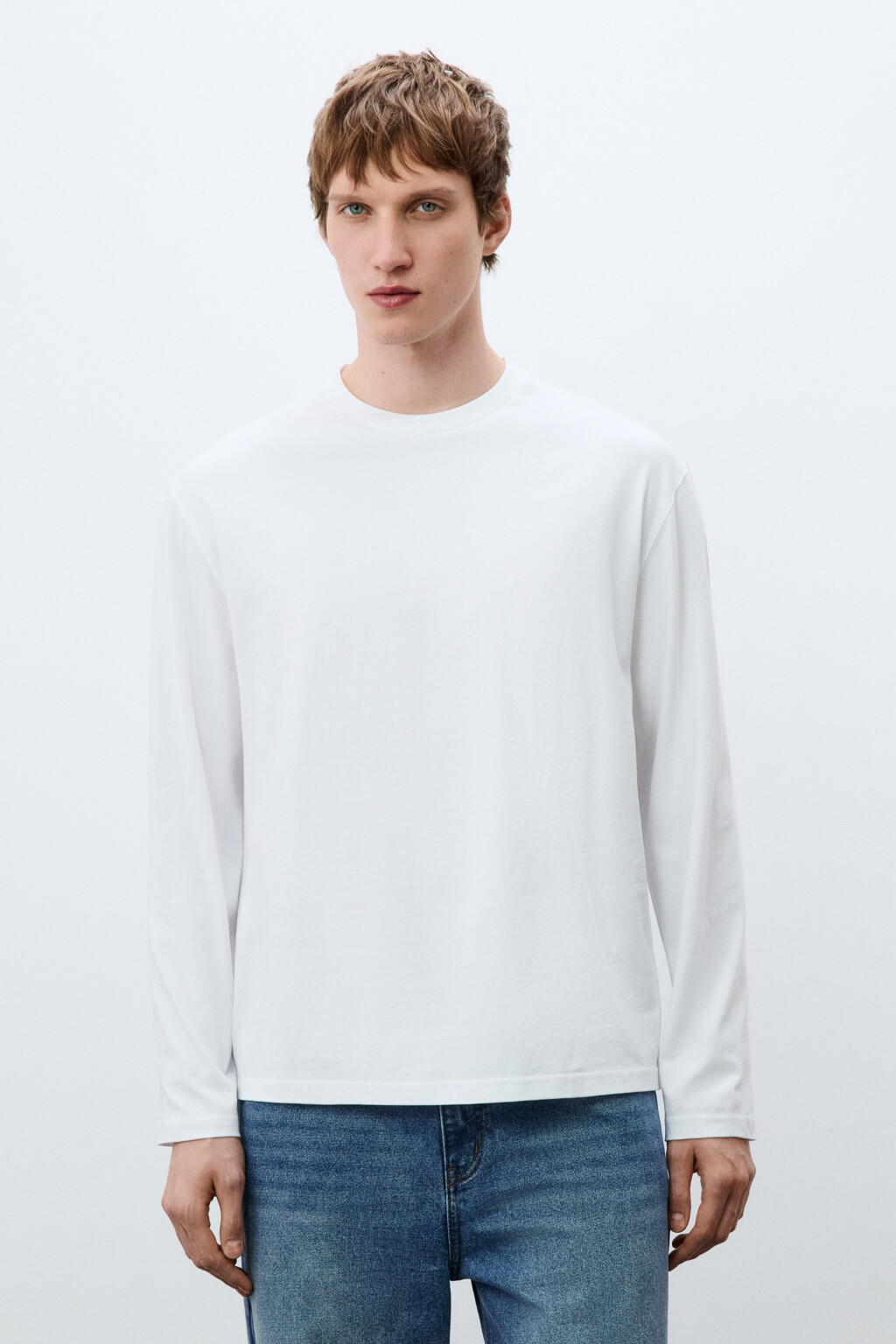 Лонгслив oversize базовый из хлопка - цвет белый - 2