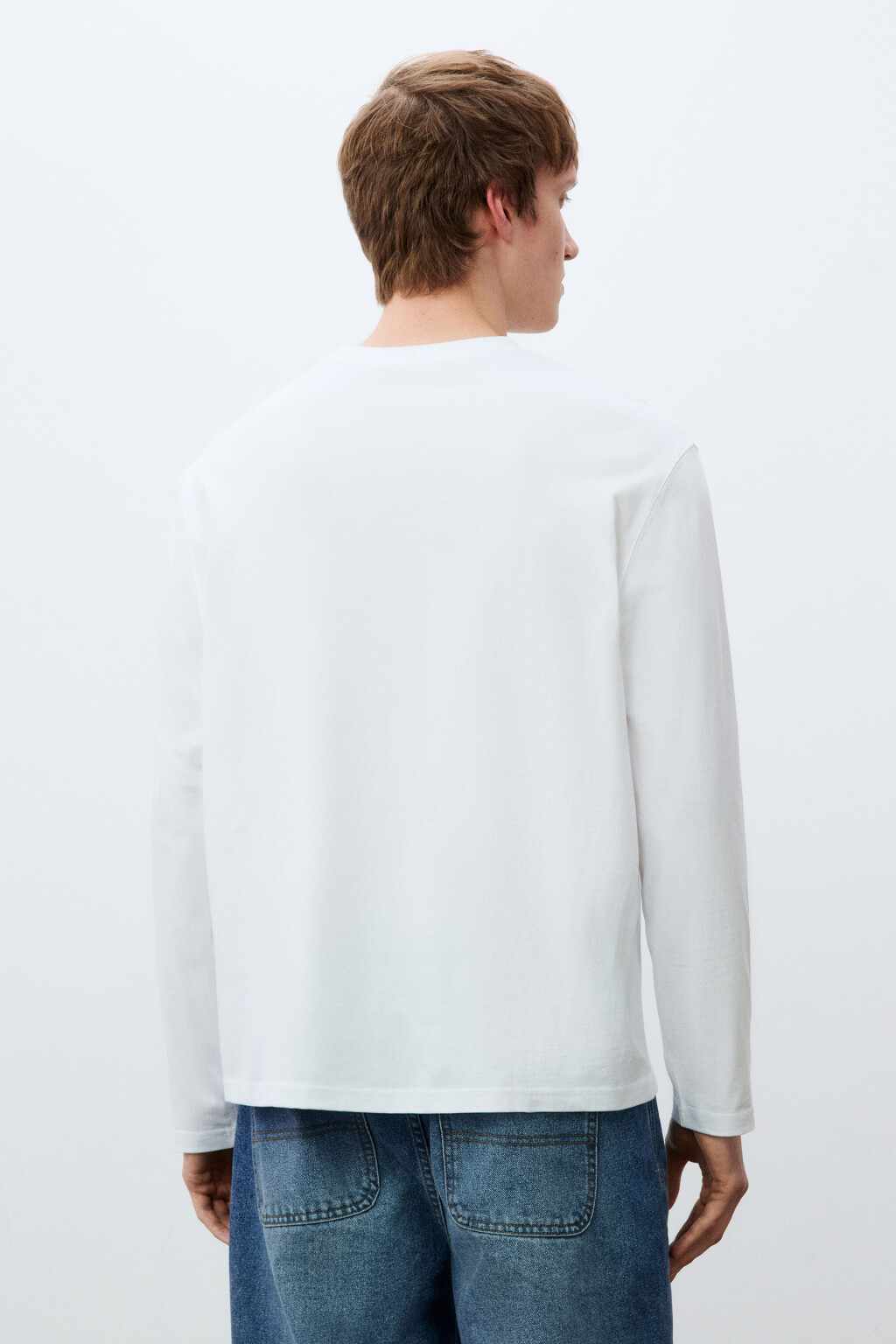 Лонгслив oversize базовый из хлопка - цвет белый - 3