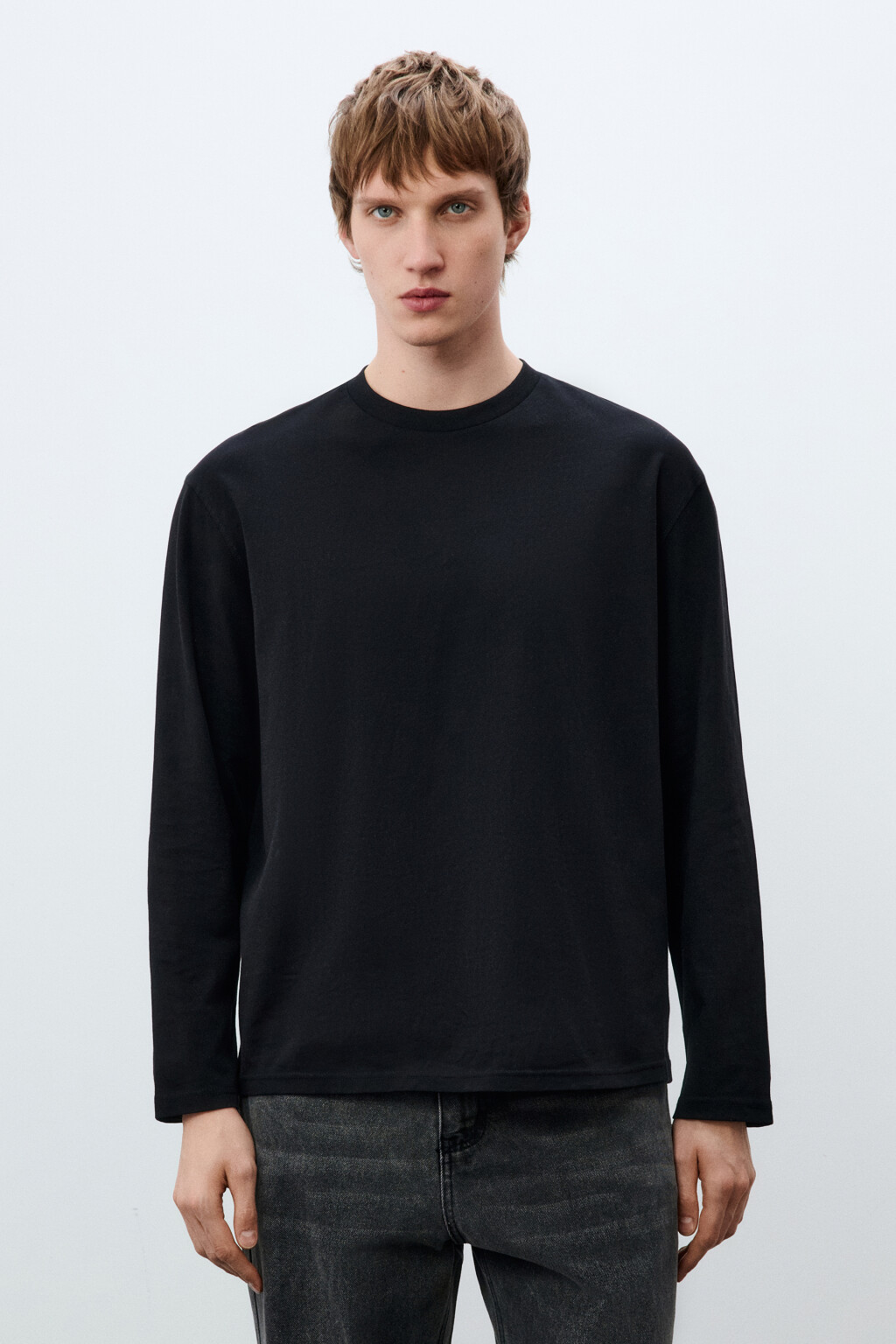 Лонгслив oversize базовый из хлопка - цвет черный - 2