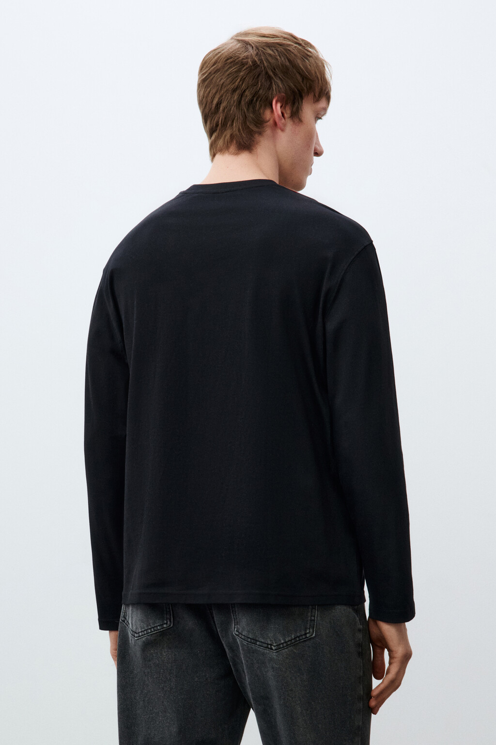 Лонгслив oversize базовый из хлопка - цвет черный - 3