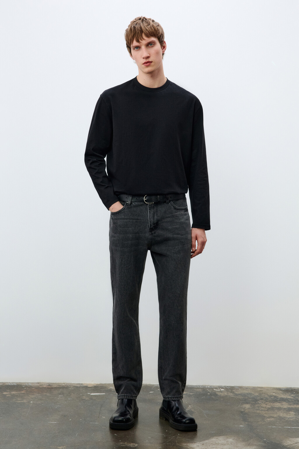 Лонгслив oversize базовый из хлопка - цвет черный - 4