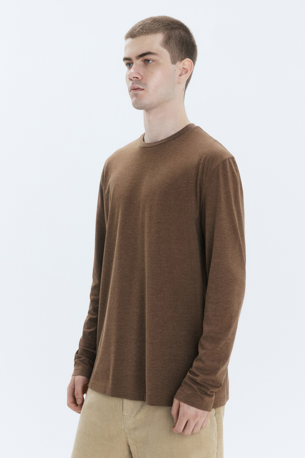 Лонгслив oversize базовый трикотажный - цвет коричневый - 2