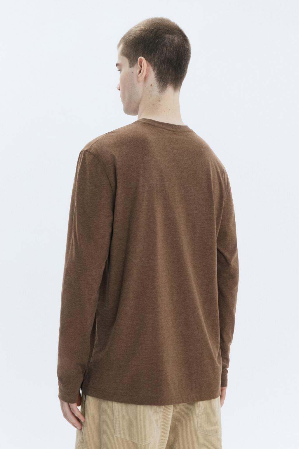 Лонгслив oversize базовый трикотажный - цвет коричневый - 3