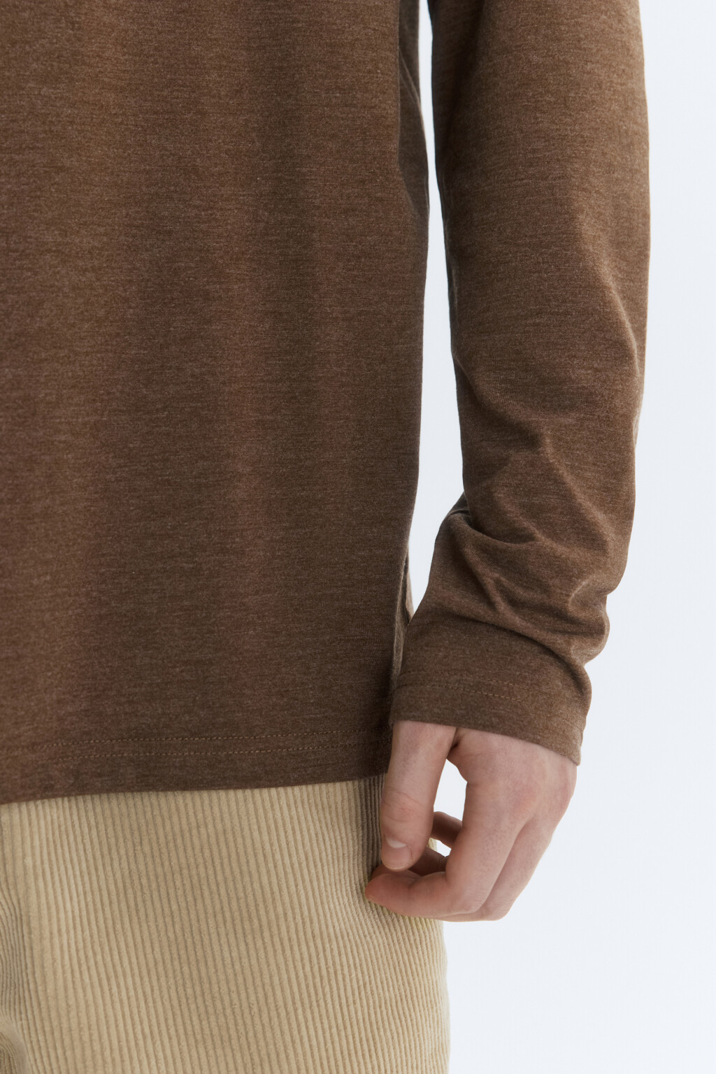 Лонгслив oversize базовый трикотажный - цвет коричневый - 6