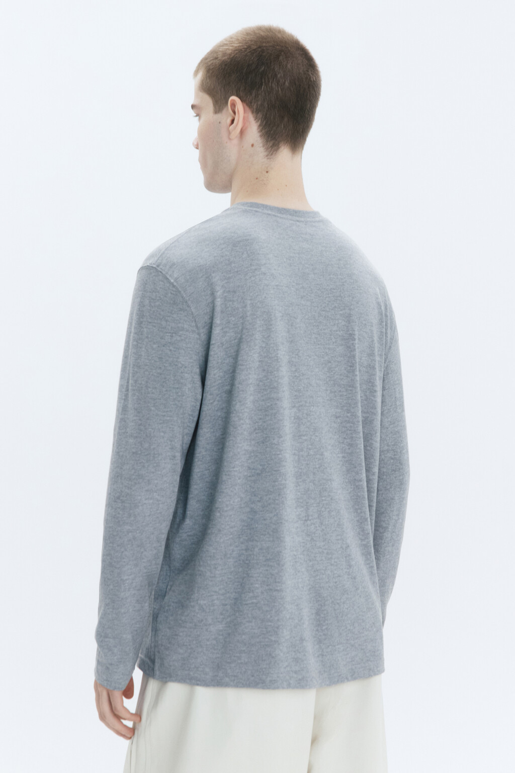 Лонгслив oversize базовый трикотажный - цвет серый - 4