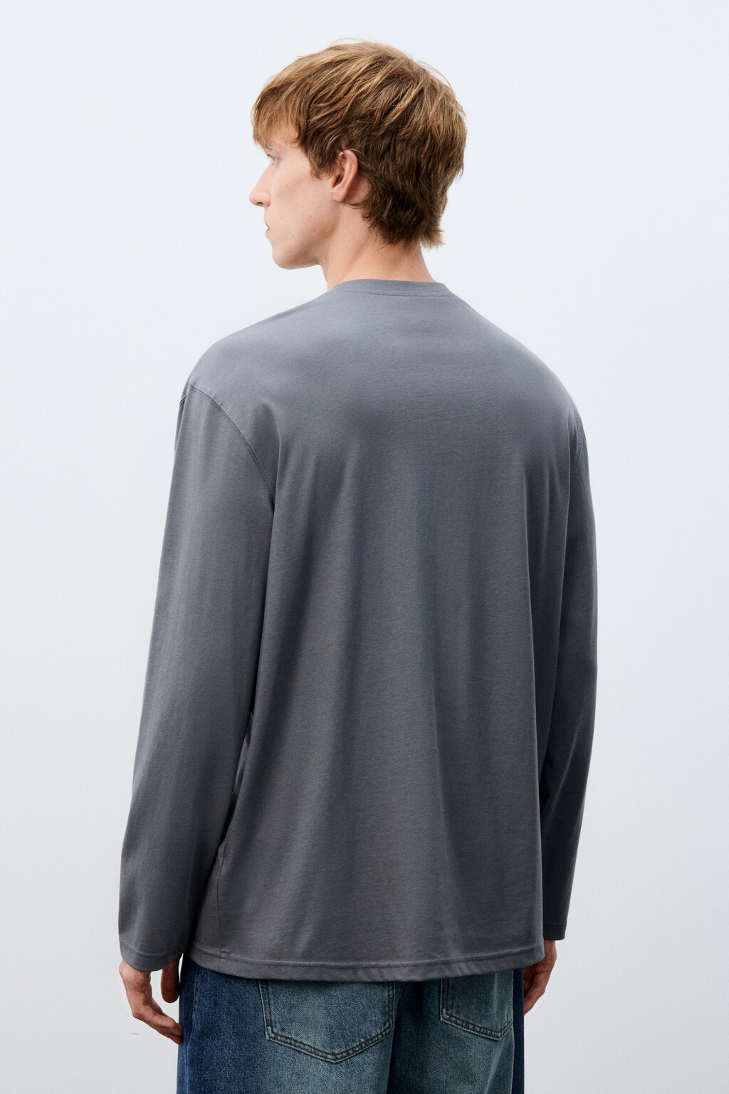 Лонгслив oversize базовый из хлопка - цвет серый - 4