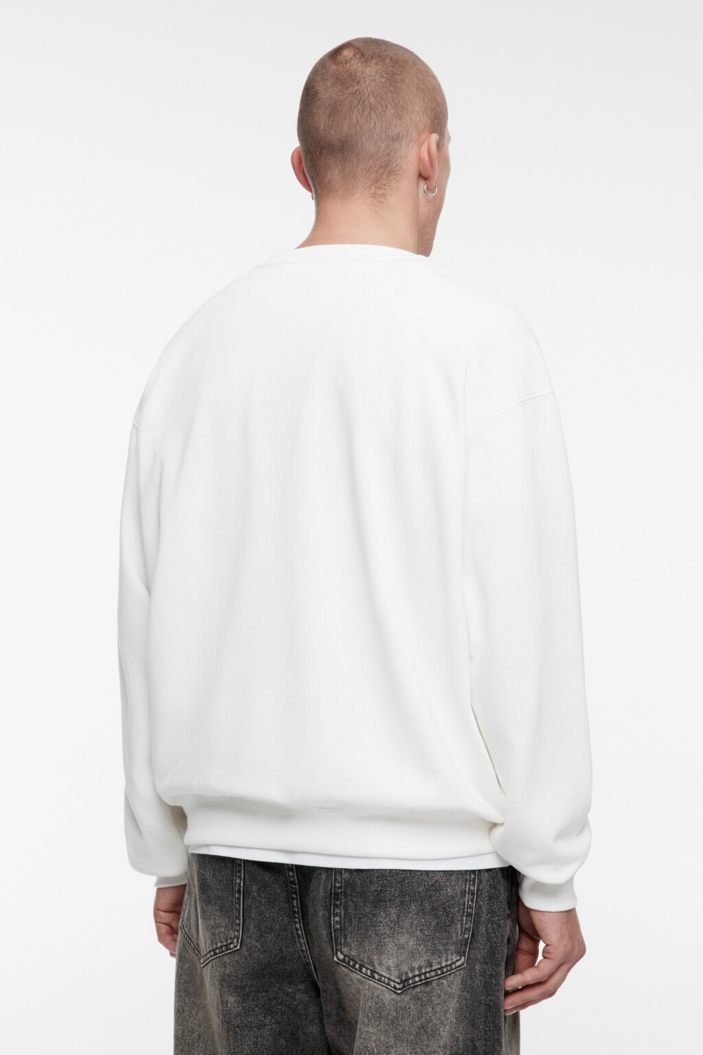 Свитшот базовый хлопковый свободного кроя - цвет белый - 5