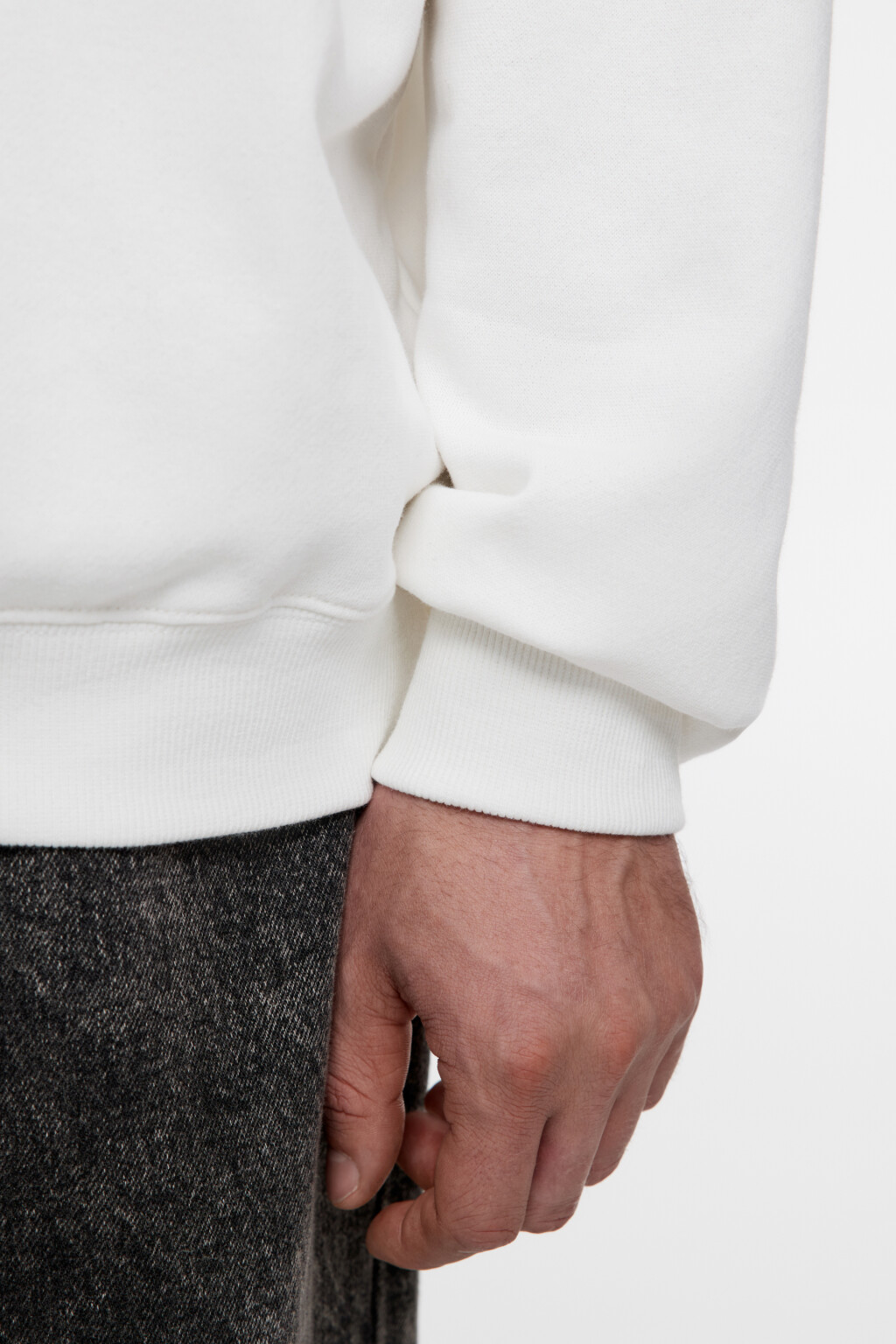 Свитшот базовый хлопковый свободного кроя - цвет белый - 7