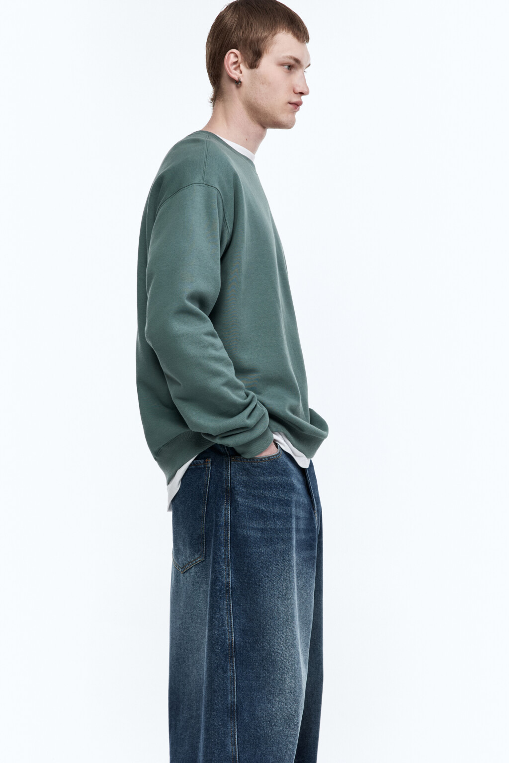 Свитшот oversize базовый из футера - цвет зеленый - 2