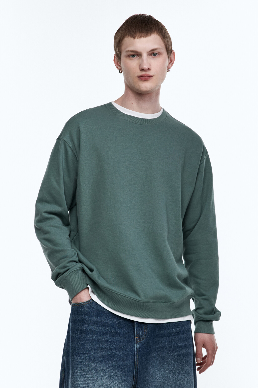 Свитшот oversize базовый из футера - цвет зеленый - 3