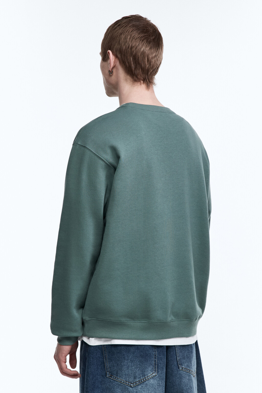 Свитшот oversize базовый из футера - цвет зеленый - 5