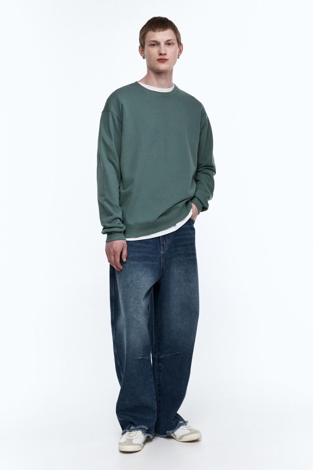 Свитшот oversize базовый из футера - цвет зеленый - 6